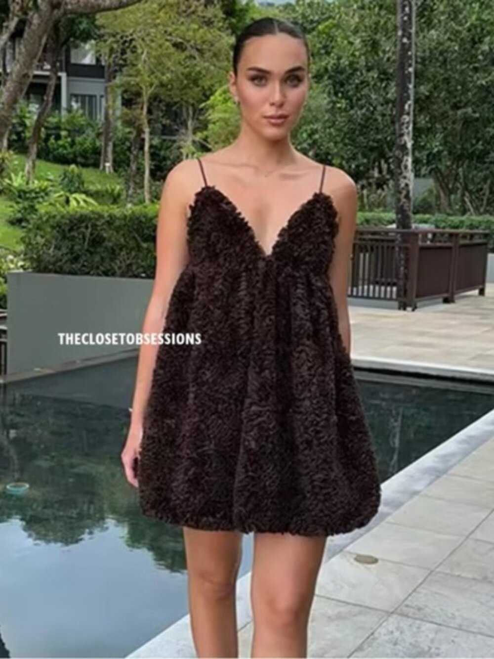 Chocolate Zara Voluminous Mesh Dress
